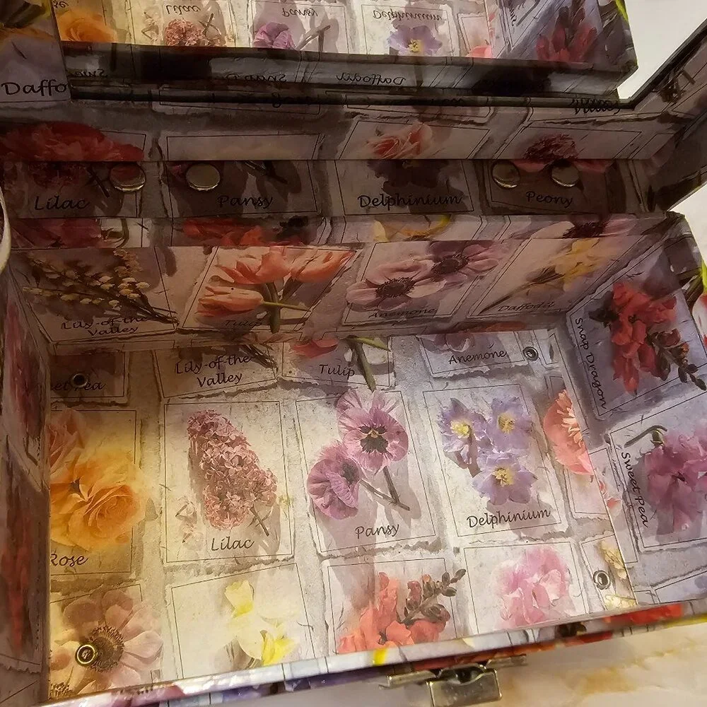 Floral Themed Trinket Box with Mirror